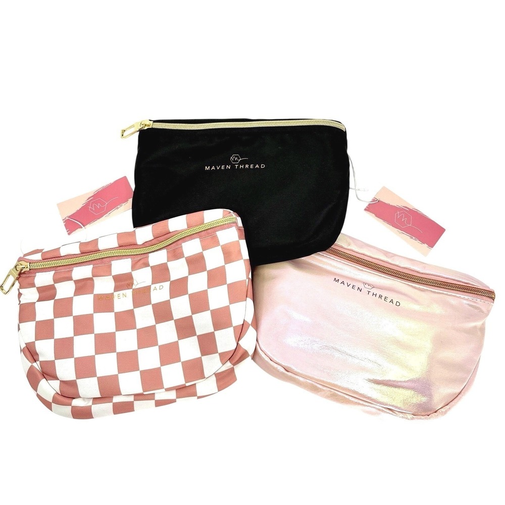Maven Thread Crossbody Bags 3 Pack Black Pink Checkered Iridescent New With Tags